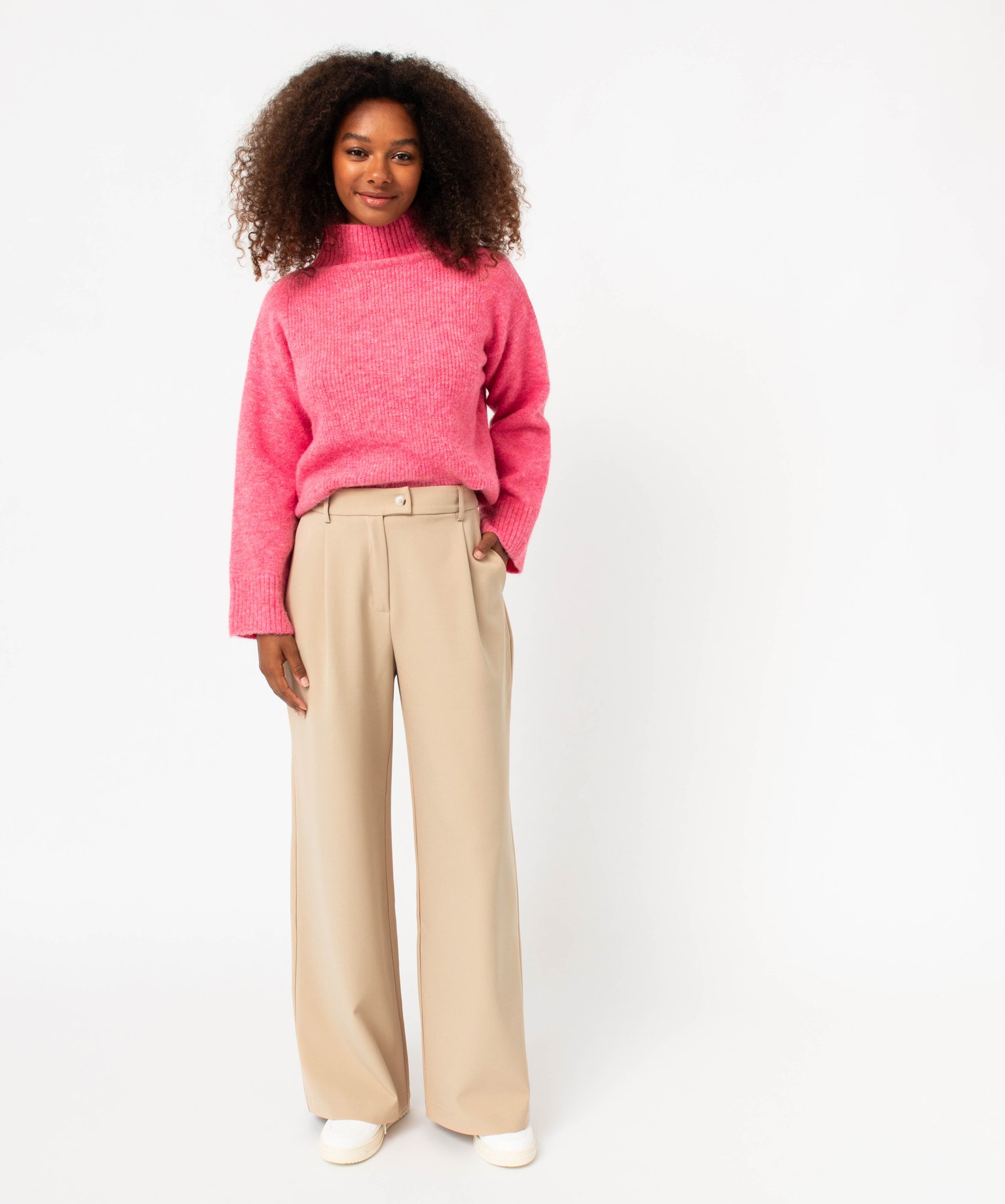 Pantalon très large et fluide femme - Gémo x Melissaallbb beige | GEMO