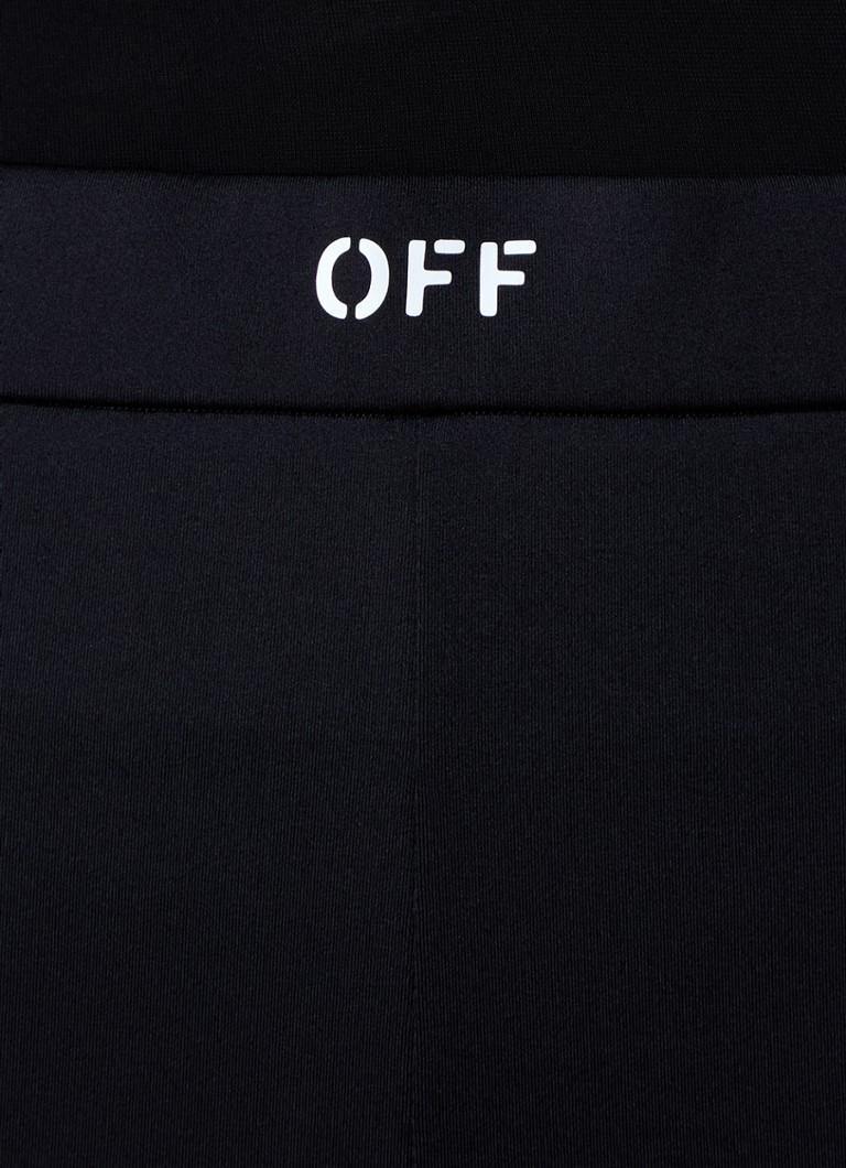 Colanți Off-White cu talie înaltă, cu logo și crăpătură.