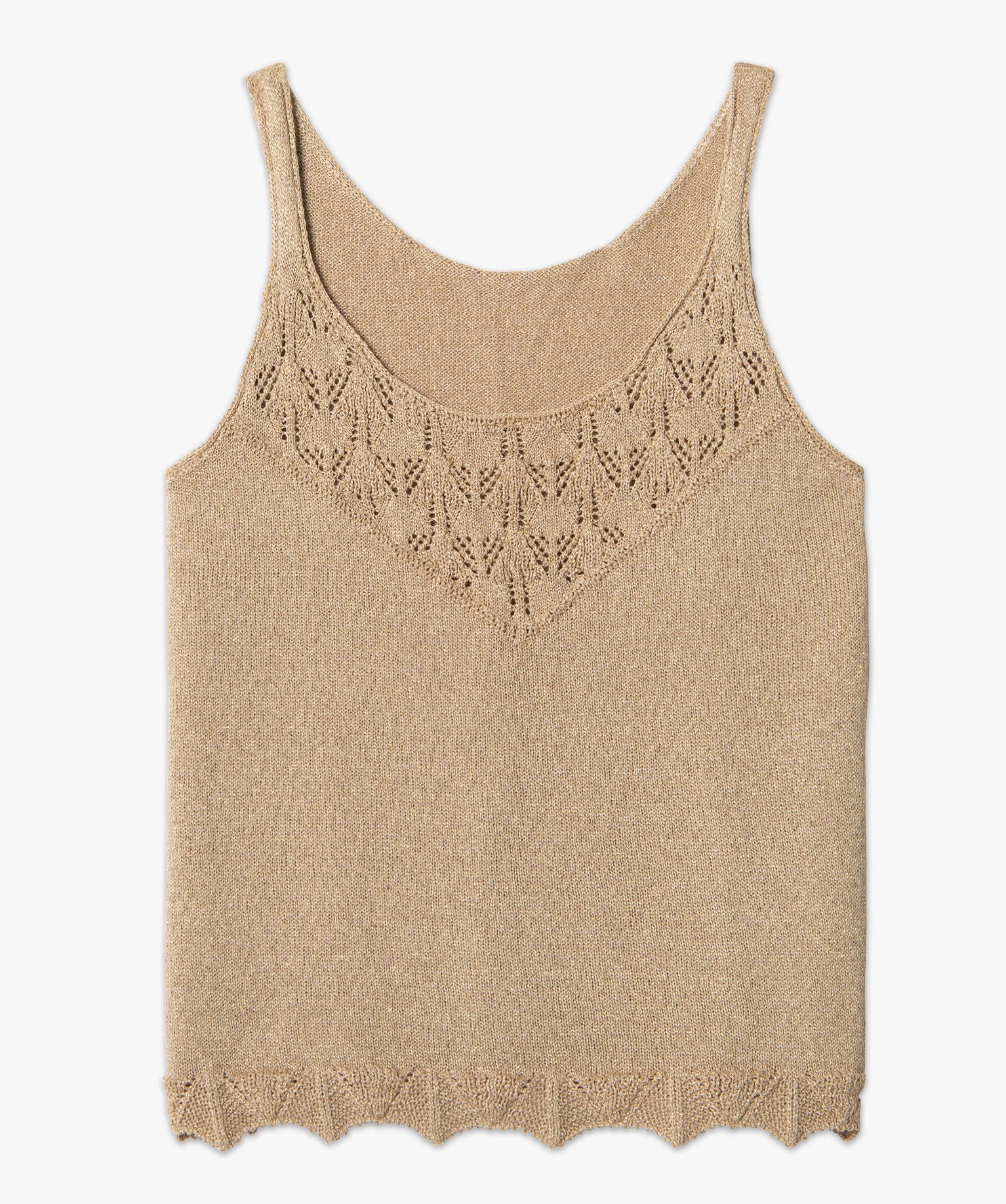 Débardeur femme pailleté en maille 3D innovante beige | GEMO