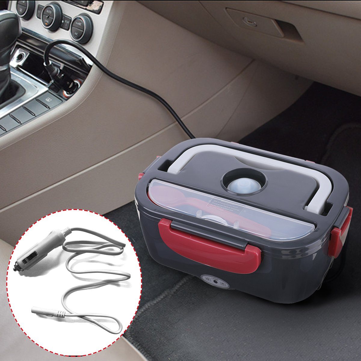 NASUM Elektrische Lunchbox mit Heizfunktion: Warme Mahlzeiten überall!, Kunststoff, hochwertige Edelstahl Verarbeitung