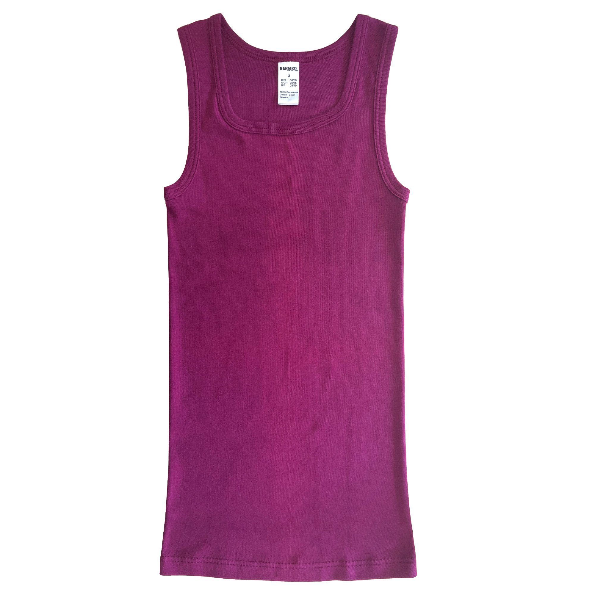 HERMKO Achseltop 1325 Damen Longshirt aus 100% Bio-Baumwolle, Shirt in vielen Farben