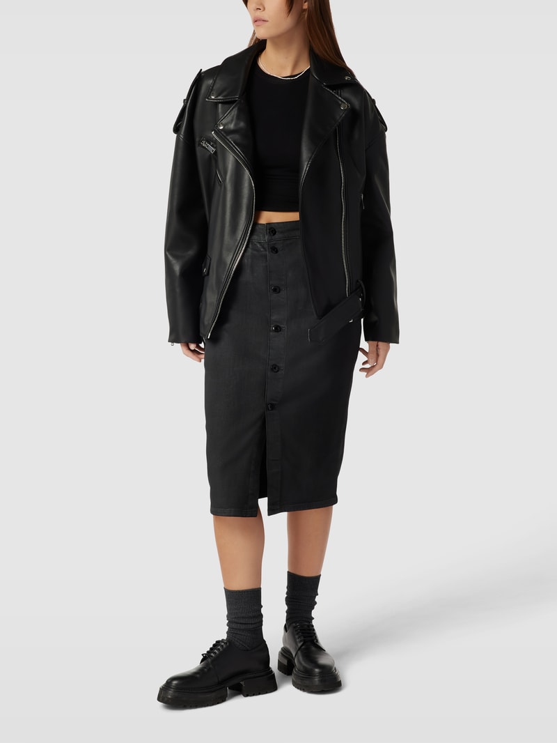 Jeansrock mit Knopfleiste Modell 'Noxer' in schwarz