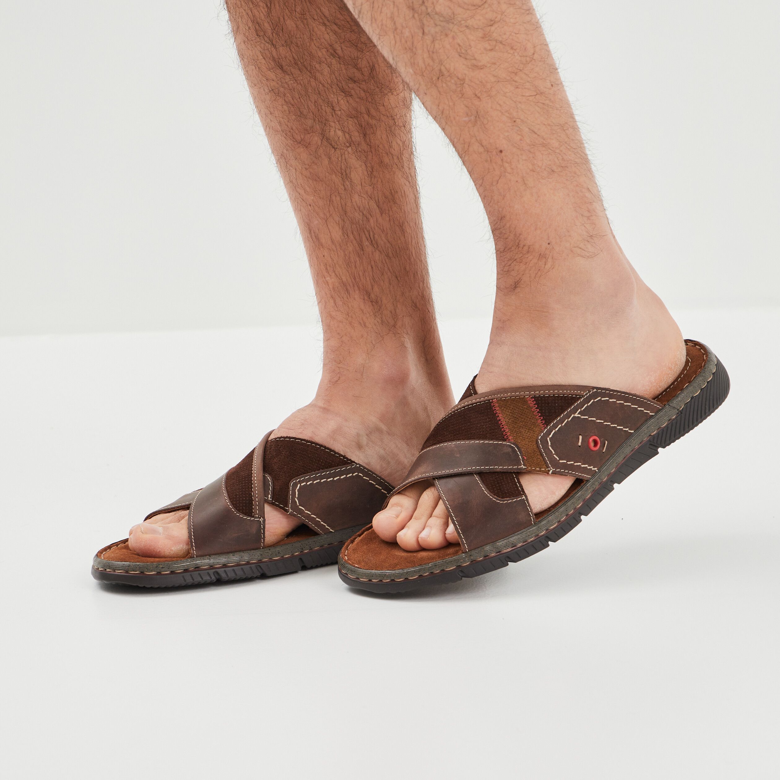 Mules en cuir Walking marron homme | La Halle