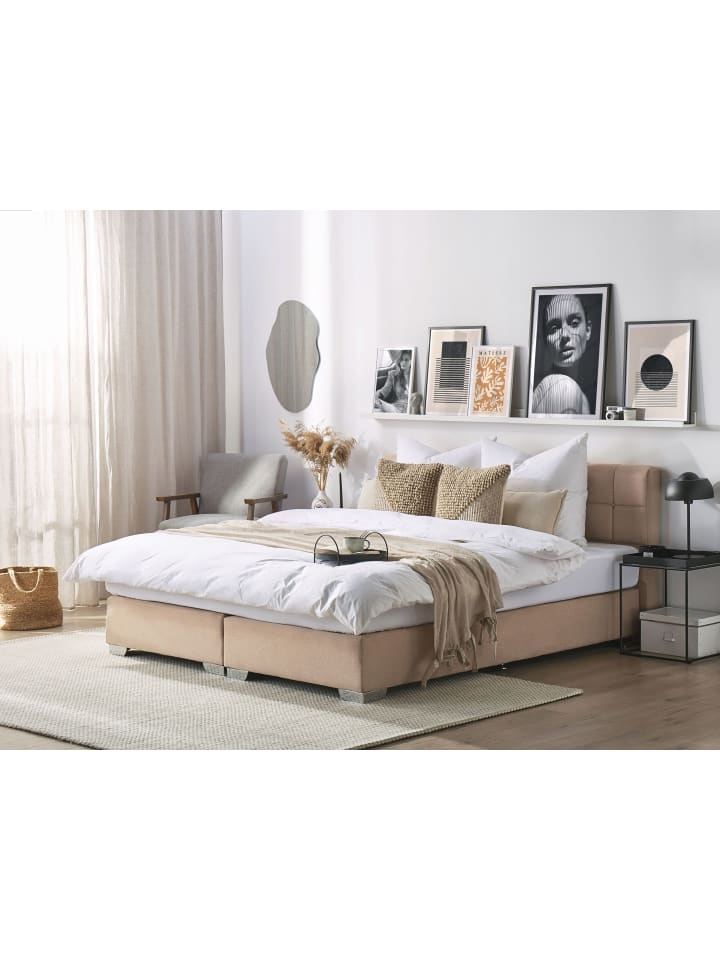 Beliani Doppelbett ADMIRAL in Beige/Silber - (W) 190 x (H) 90 x (L) 215 cm günstig kaufen onesize
