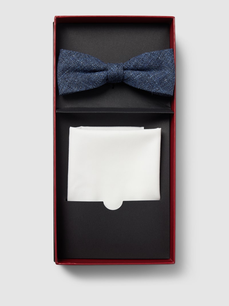 Fliege und Einstecktuch im Set Modell 'Paxton' in marineblau