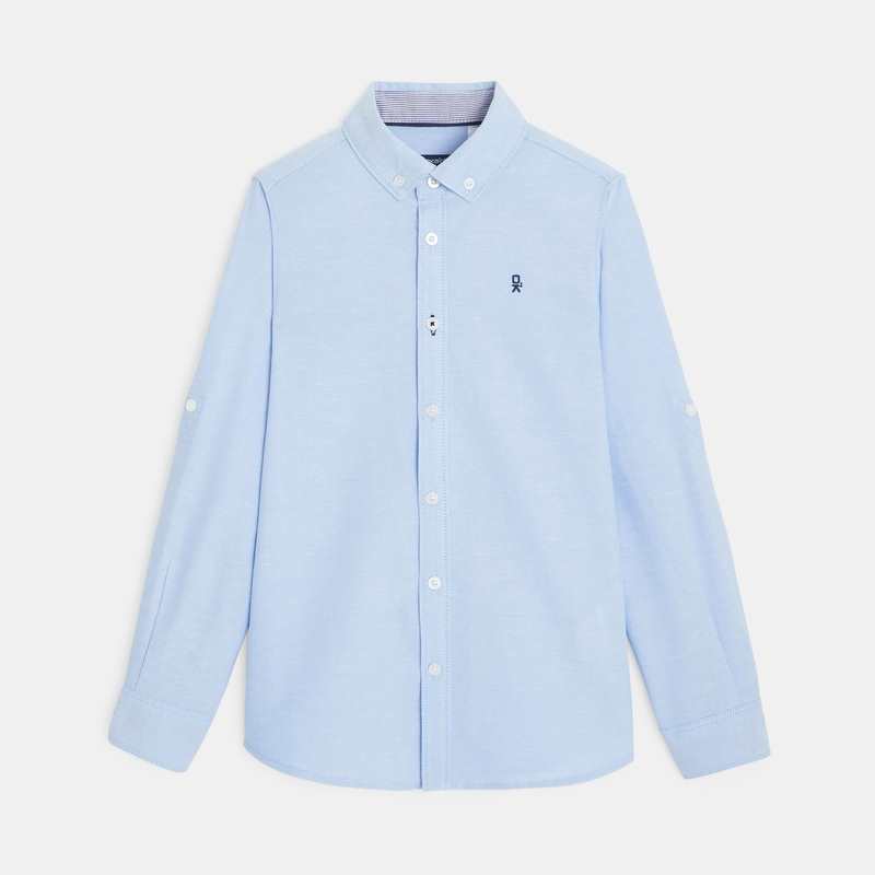 Chemise Oxford à col américain turquoise garçon