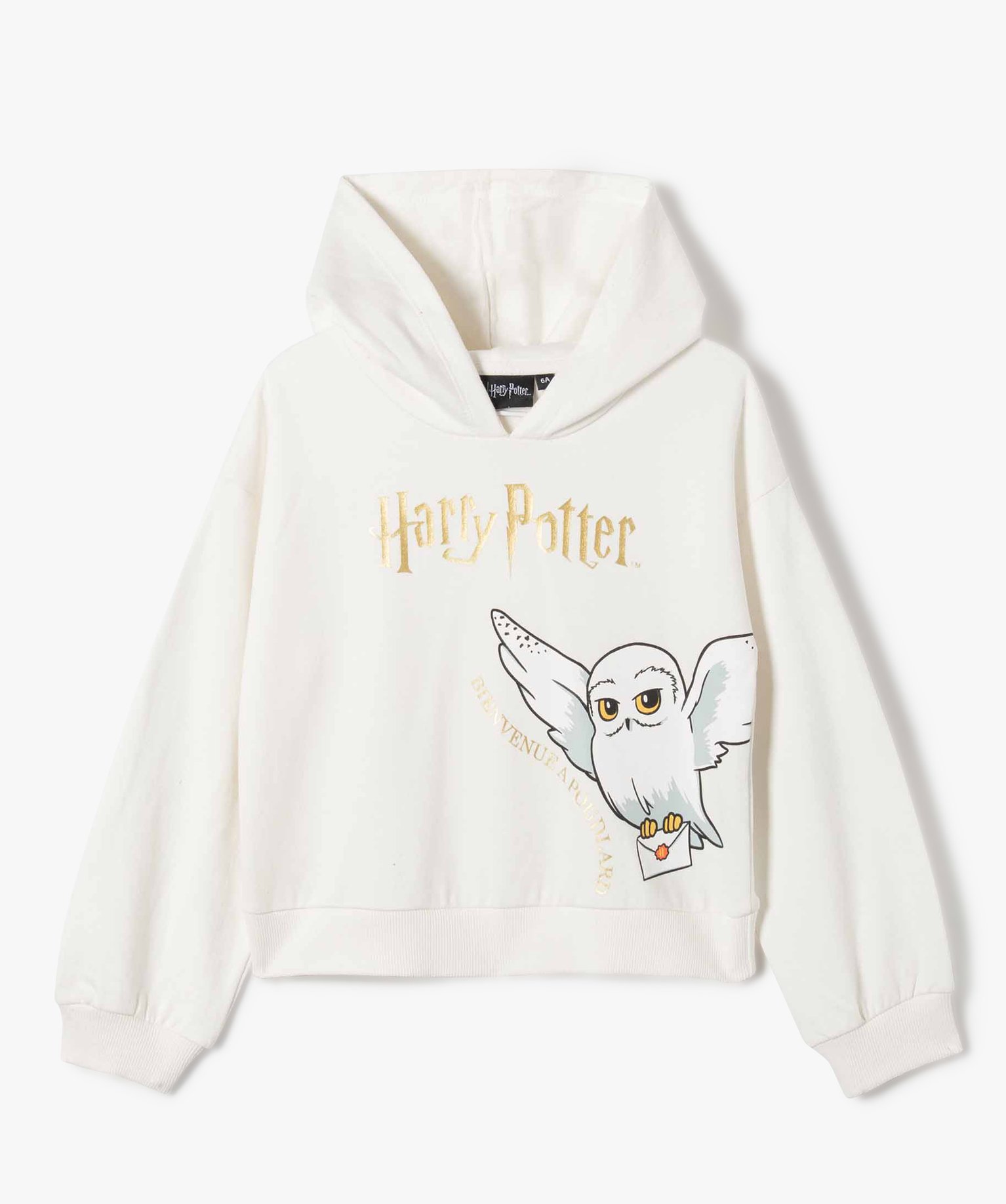 Sweat fille court à capuche avec motif - Harry Potter ecru | GEMO