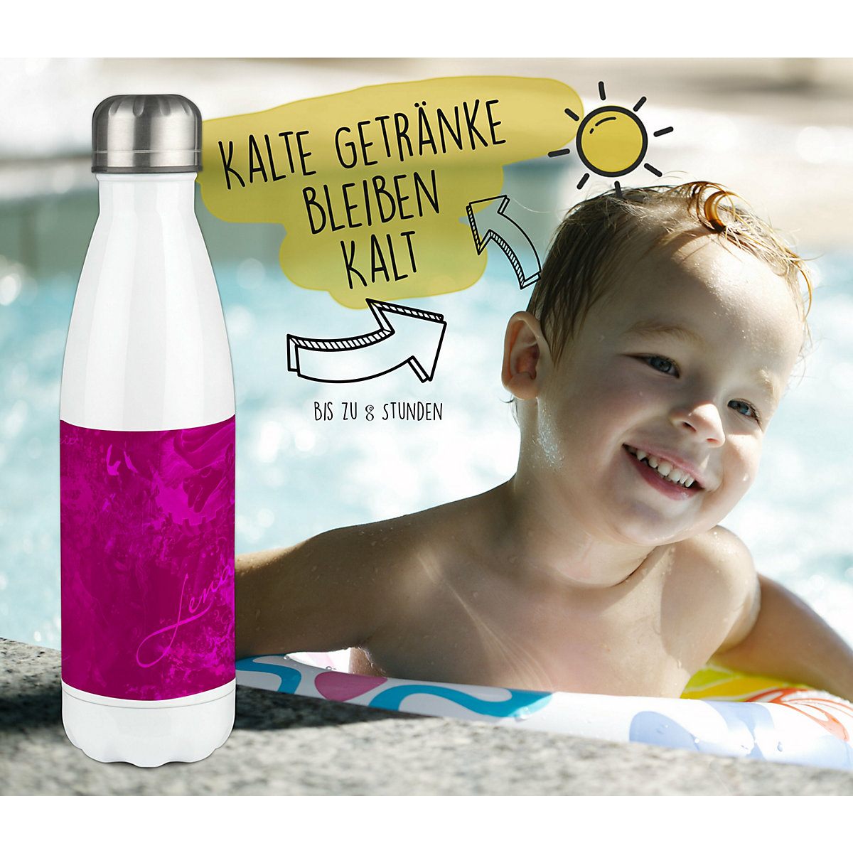 Edelstahl Kinder Thermoflasche / Trinkflasche bunt Traum Farbe brombeere Spülmaschinenfest, Auslaufsicher, Bruchfest, Doppelwandig, Für Heißgetränke geeignet, Mit Deckel, Isoliert