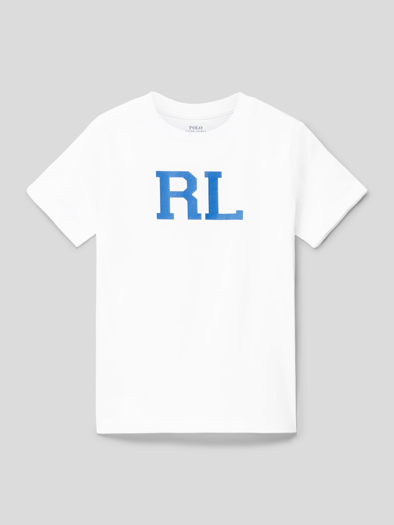 T-Shirt mit Label-Print in weiß