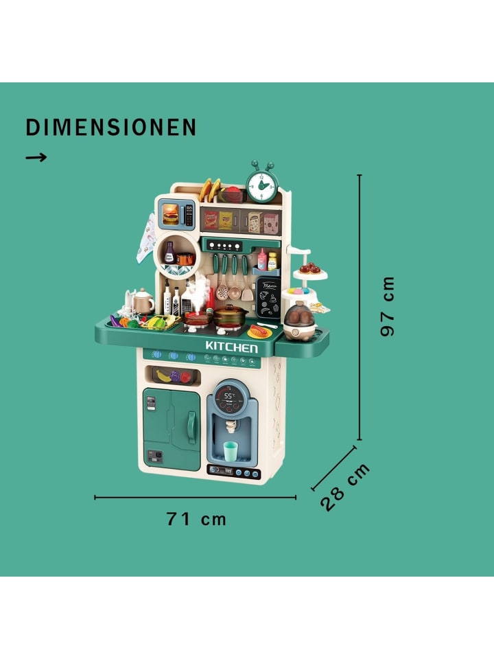 Coemo Kinderküche Tony Spielküche mit viel Zubehör - ab 3 Jahren in Türkis günstig kaufen onesize