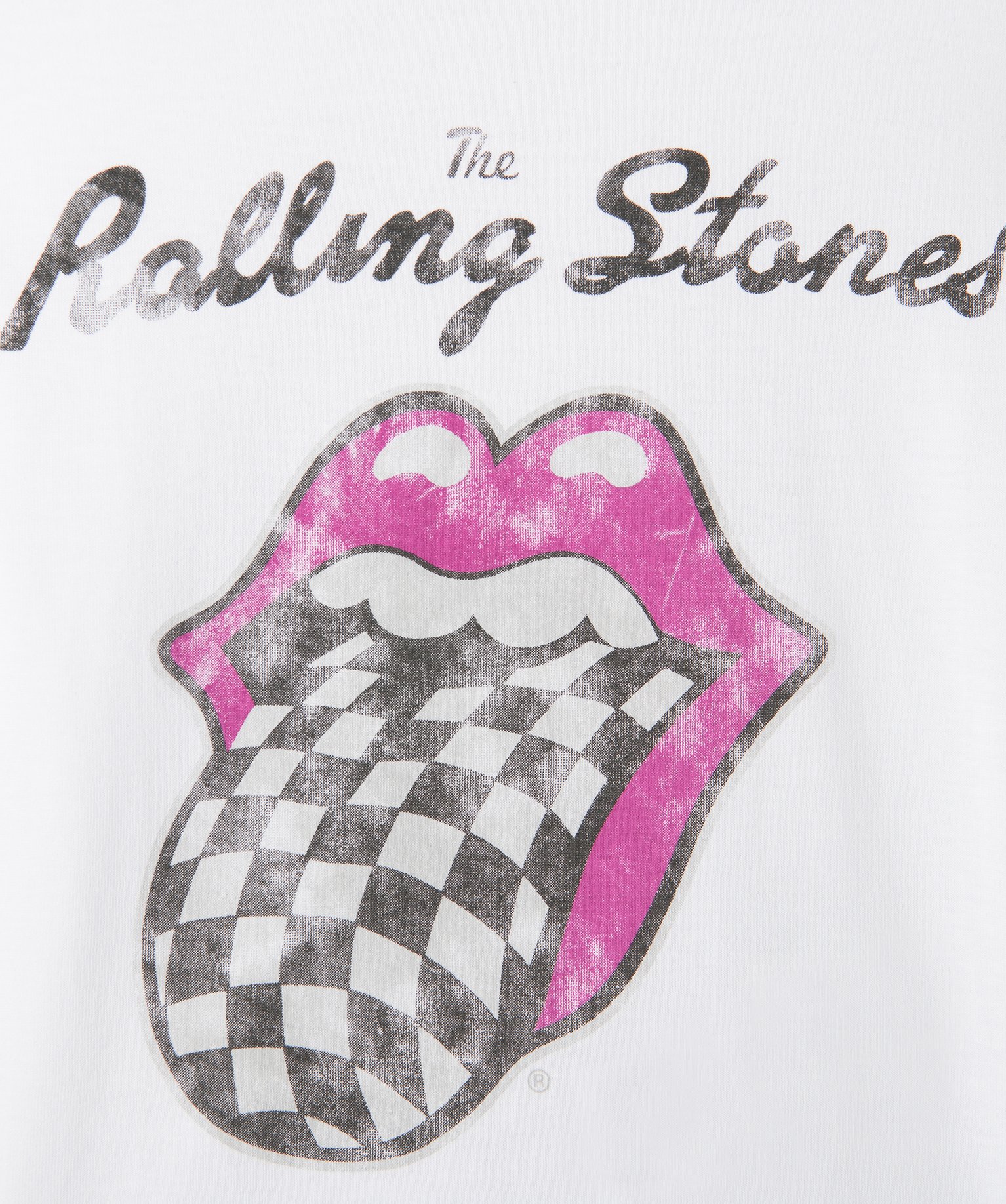 Tee-shirt fille à manches courtes imprimé - Rolling Stones blanc | GEMO