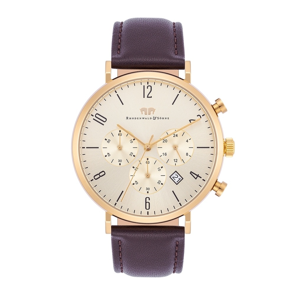 Rhodenwald & Söhne Chronographe Arakon en Or jaune Cuir véritable en Marron Montre