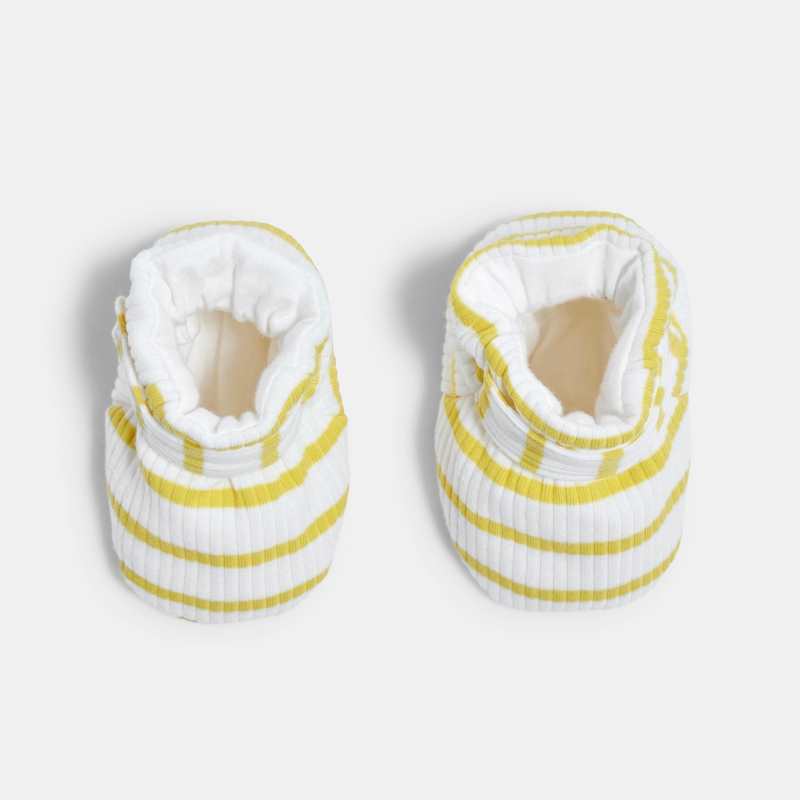 Chaussons bébé rayé écru/jaunes Catimini