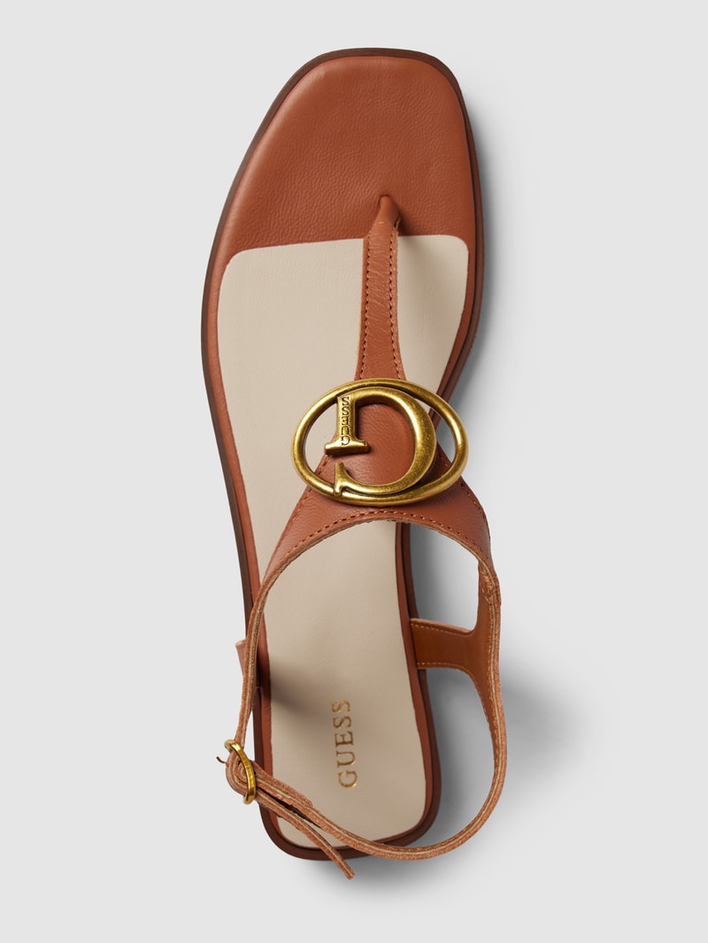 Zehentrenner aus Leder mit Label-Detail Modell 'MIRY' in cognac