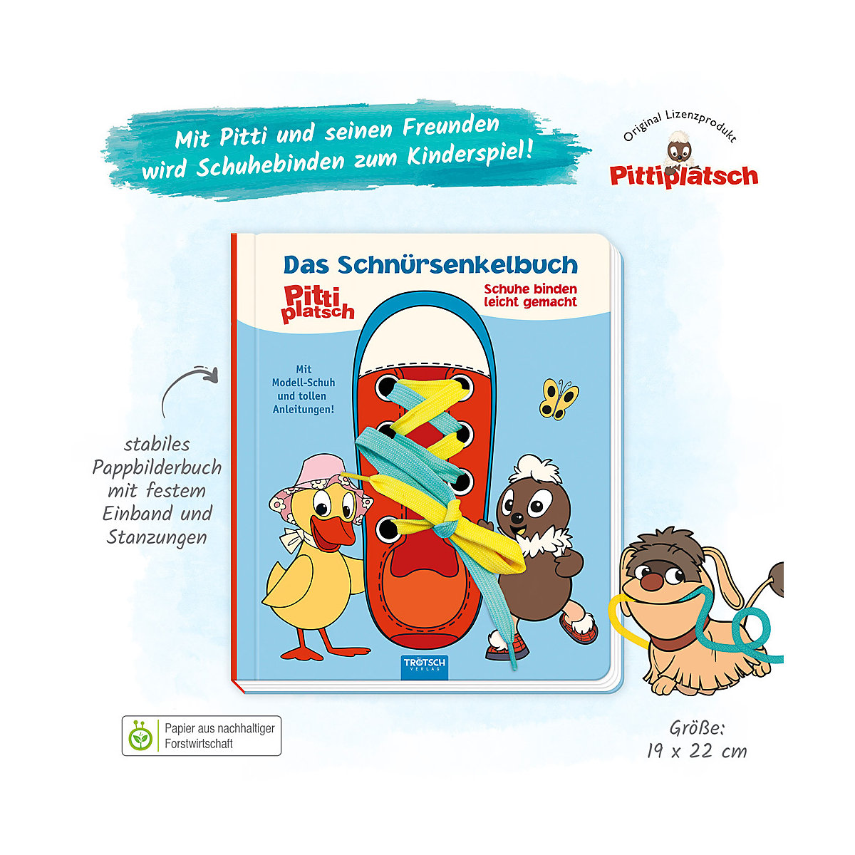 Trötsch Unser Sandmännchen Das Schnürsenkelbuch Pittiplatsch Schuhe binden leicht gemacht