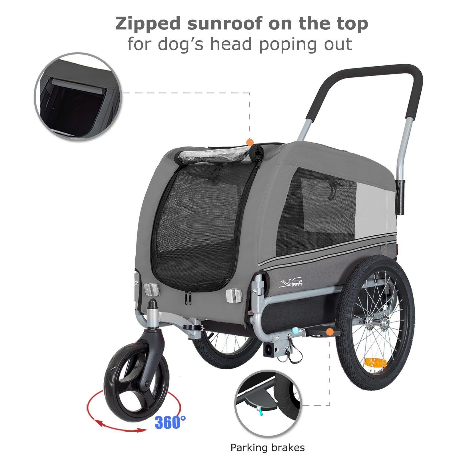 TIGGO Fahrradhundeanhänger Tiggo VS Pets Medium Hundeanhänger & Buggy 2in1 Fahrradanhänger