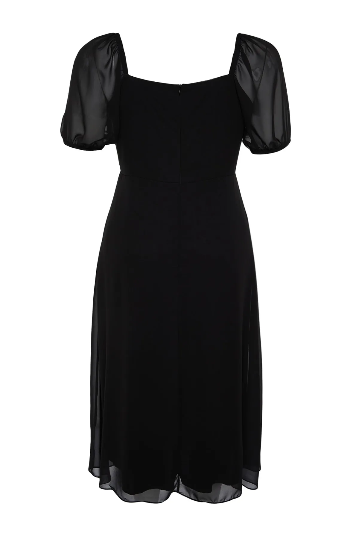 Trendyol Curve  Schwarzes gewebtes Kleid mit Schlitz TBBSS22AH0012