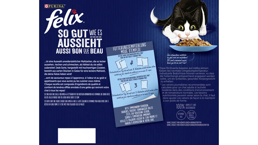 PURINA FELIX So gut wie es aussieht in Gelee Geschmacksvielfalt aus dem Wasser Katzennassfutter 2.04 kg