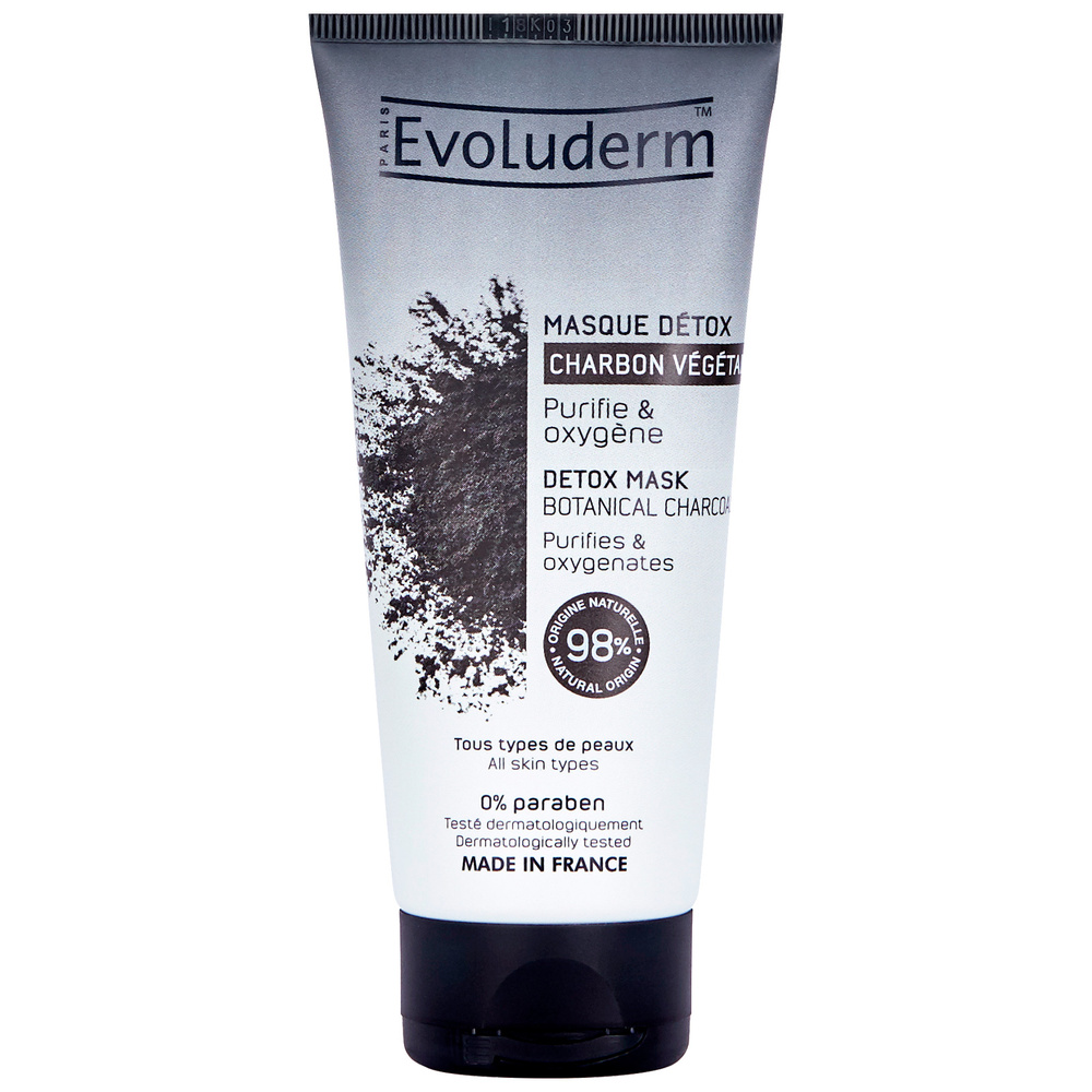 evoluderm Masque Visage Masque Détox au Charbon Végétal Actif -100 ml