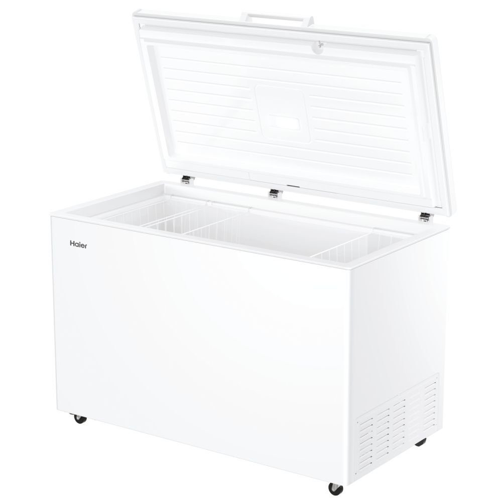 Haier Gefriertruhe HCE420E, 418L Freistehend weiß Super Gefrierfunktion EEK: E