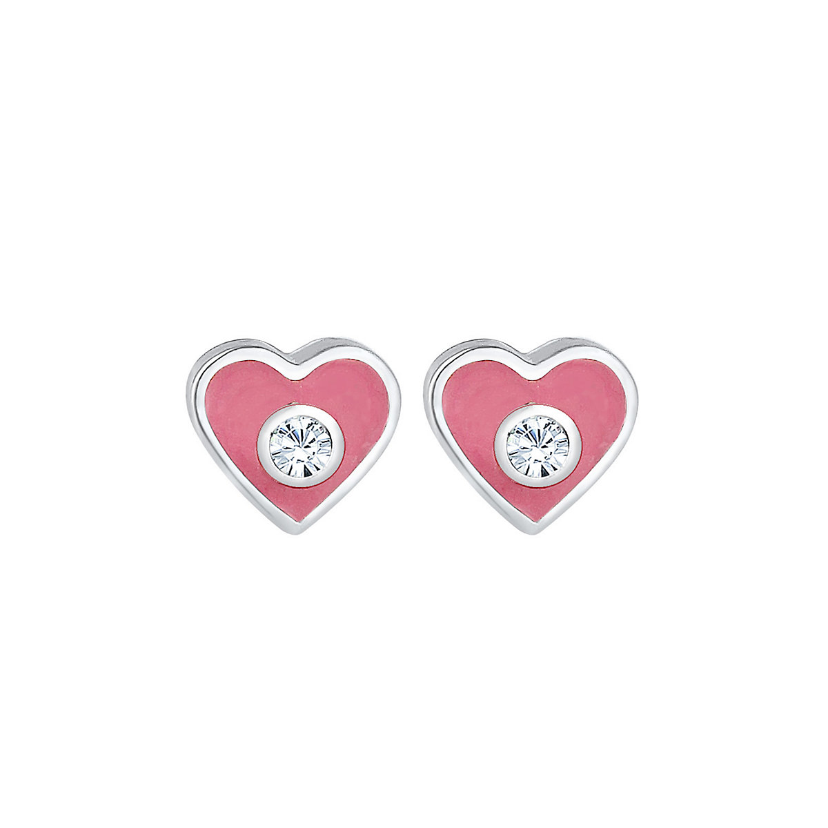 Ohrringe Kind Herz Kristalle 925 Sterling Silber Ohrstecker für Mädchen