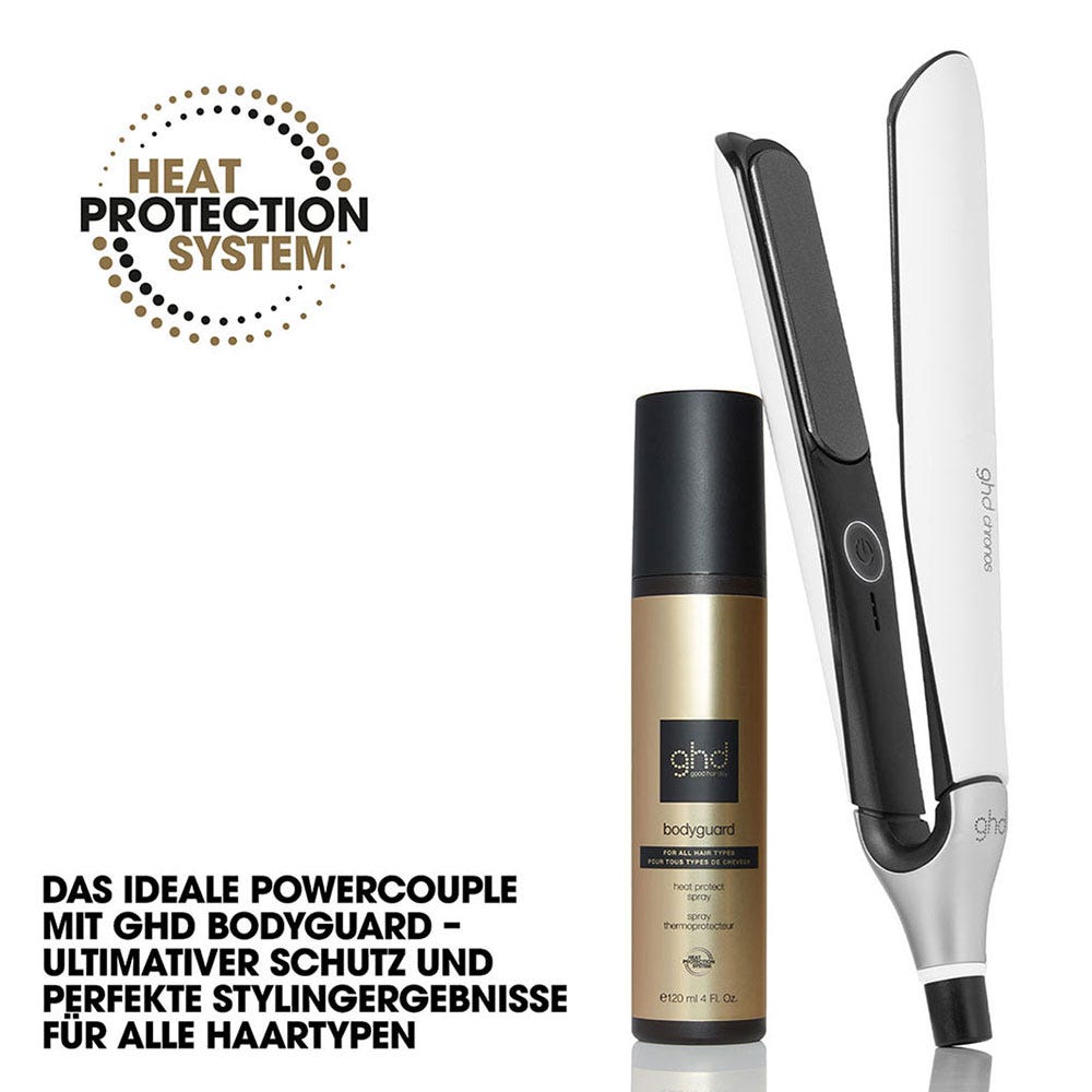 ghd chronos weiß & bodyguard feines Haar Hitzeschutz Pflegeduo