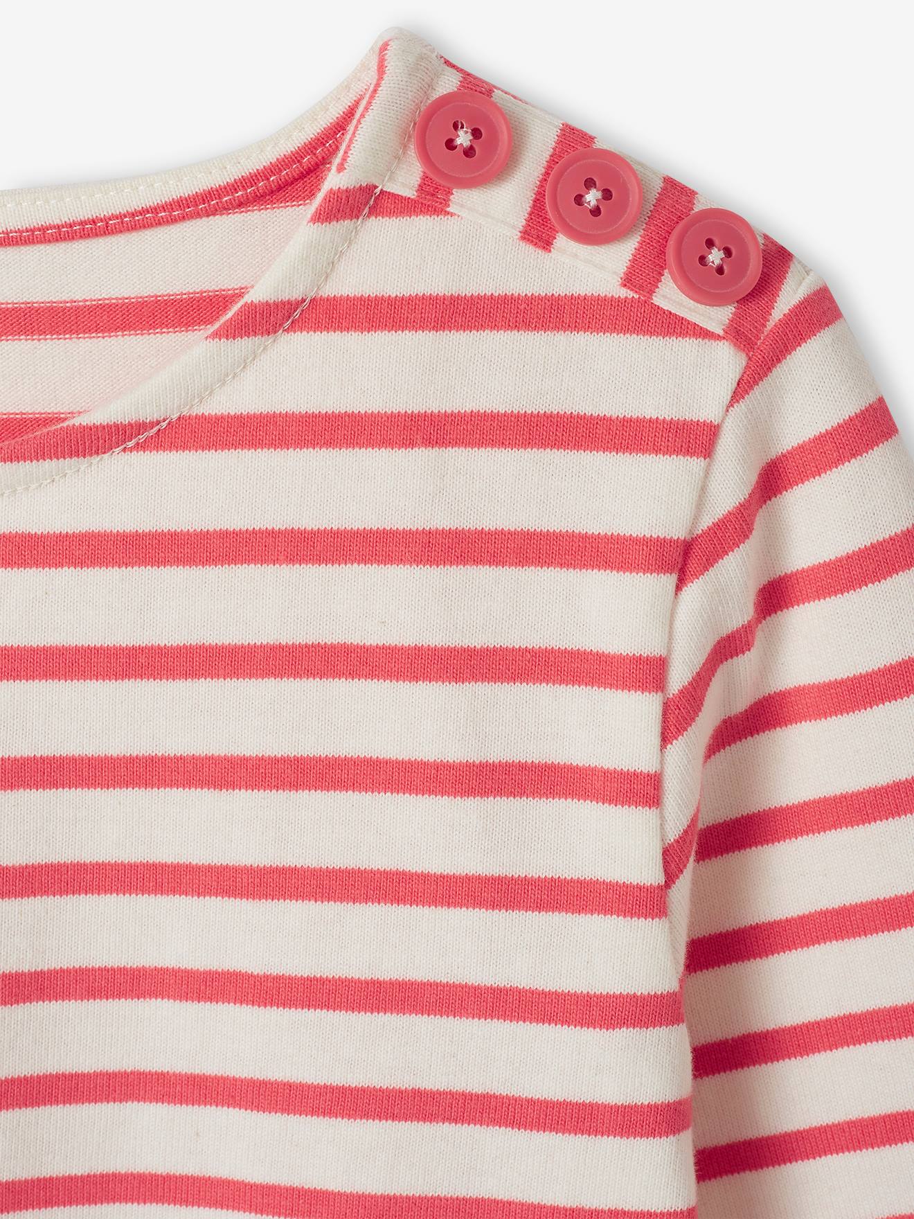 Vertbaudet Mädchen Ringelshirt mit Recycling-Baumwolle, personalisierbar - grau gestreift