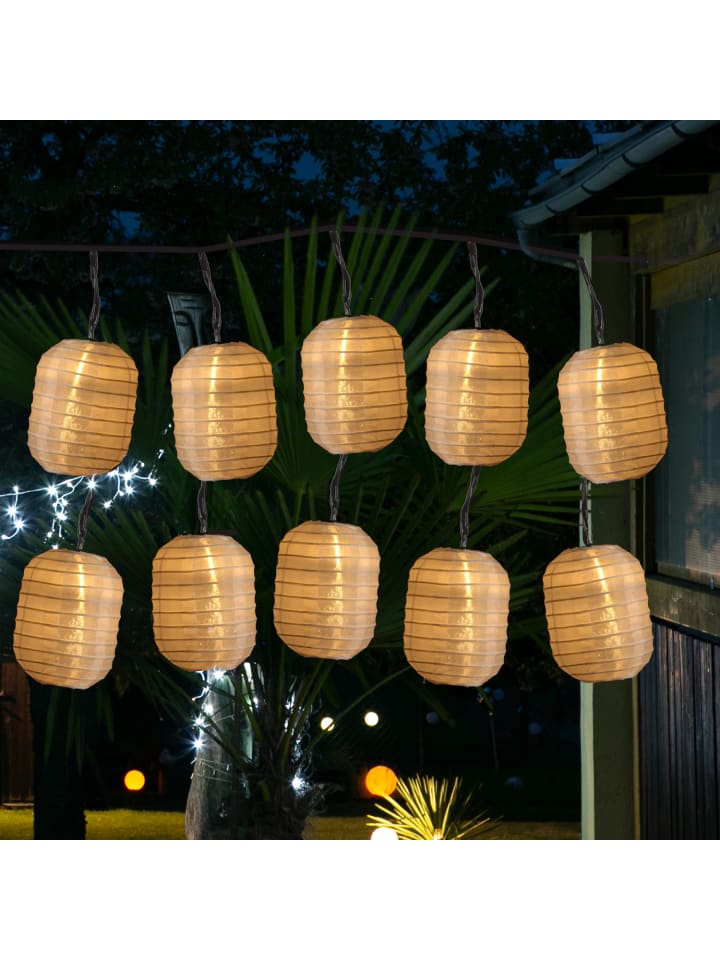 MARELIDA LED Solar Lichterkette 10 weiße Lampions L: 4,5m in weiß günstig kaufen onesize