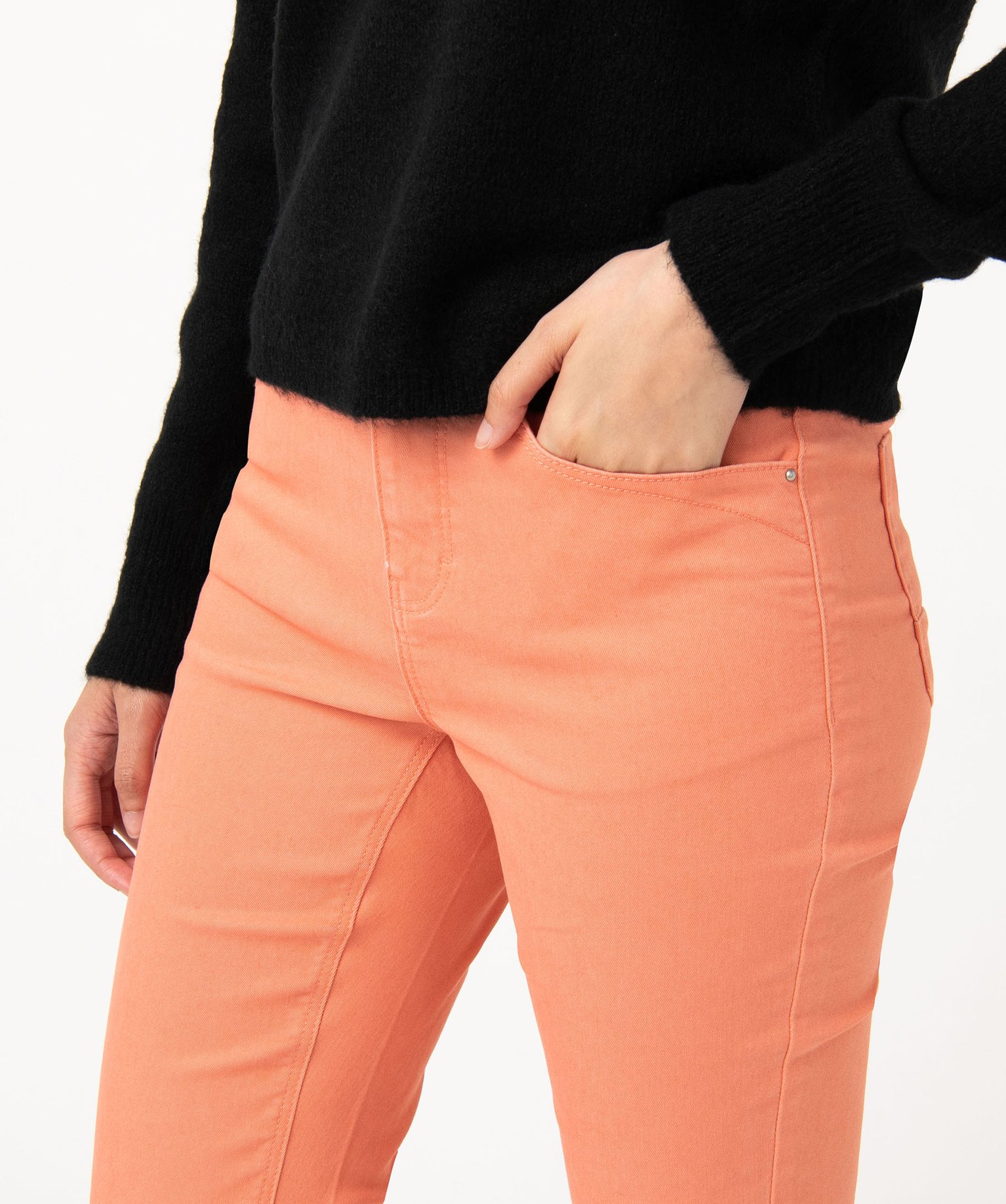 Pantalon femme coupe Regular taille normale orange | GEMO