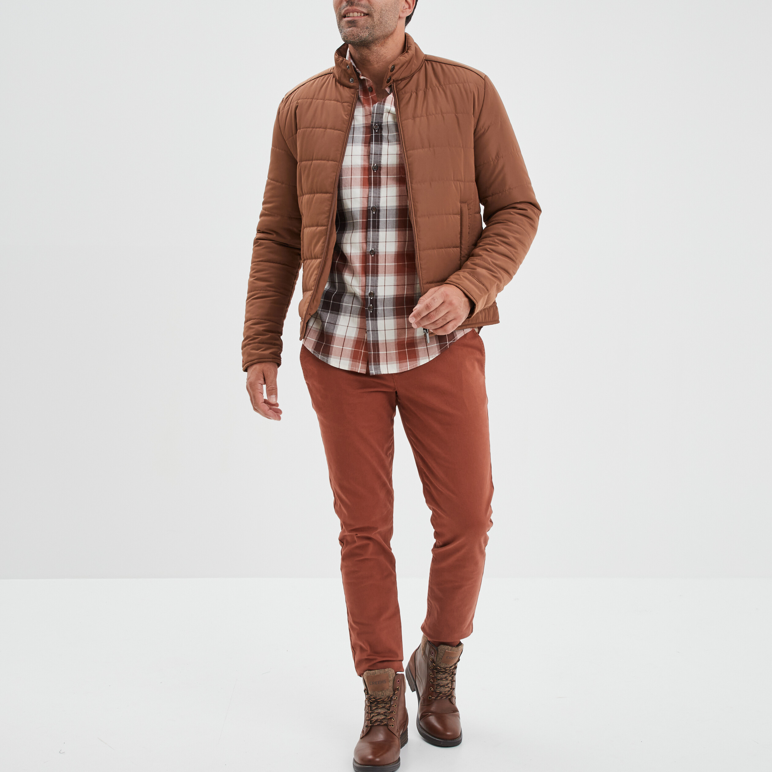 Chemise droite manches longues terracotta homme | La Halle