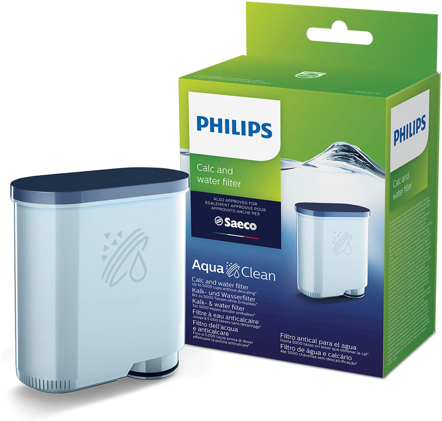 Saeco Kalk- und Wasserfilter Philips Saeco CA6903/10 AquaClean, Passend für alle Saeco Kaffeevollautomaten, mit Filteranschluß