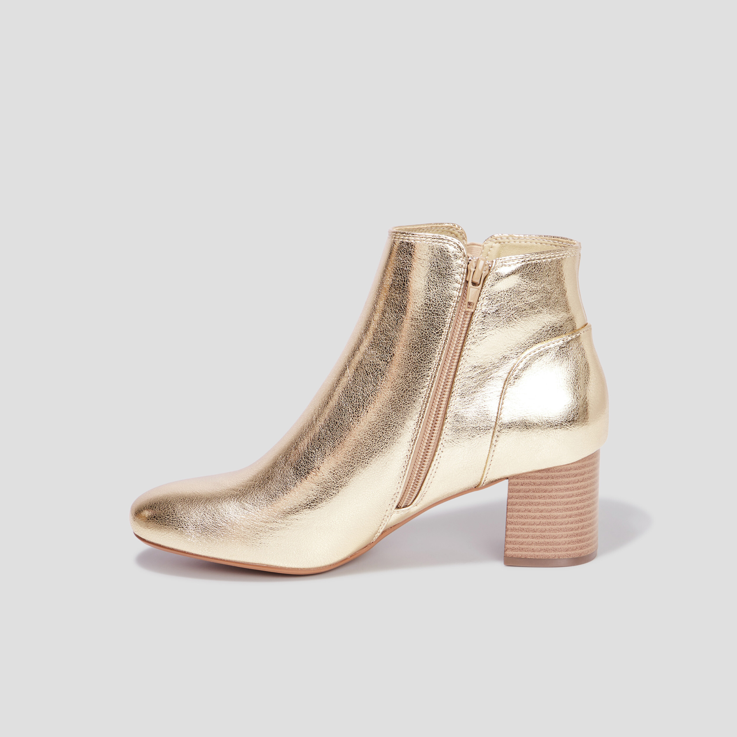 Bottines métallisées à talons jaune or femme | La Halle