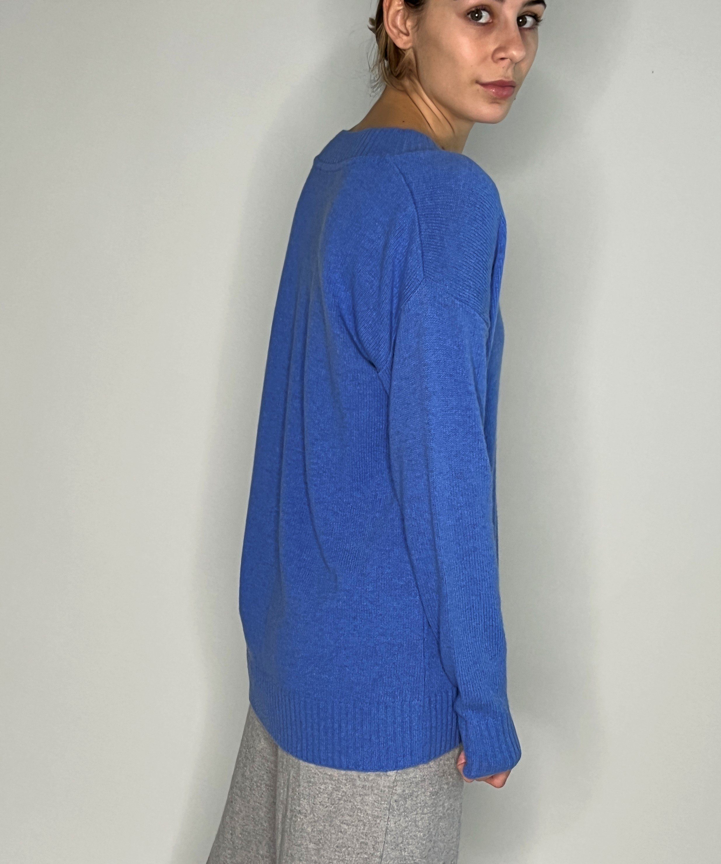Zuckerwatte V-Ausschnitt-Pullover bequem geschnitten Merinowolle mit Cashmere