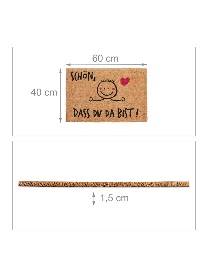 relaxdays Fußmatte Schön, dass du da bist in Natur - 40 x 60 cm günstig kaufen onesize