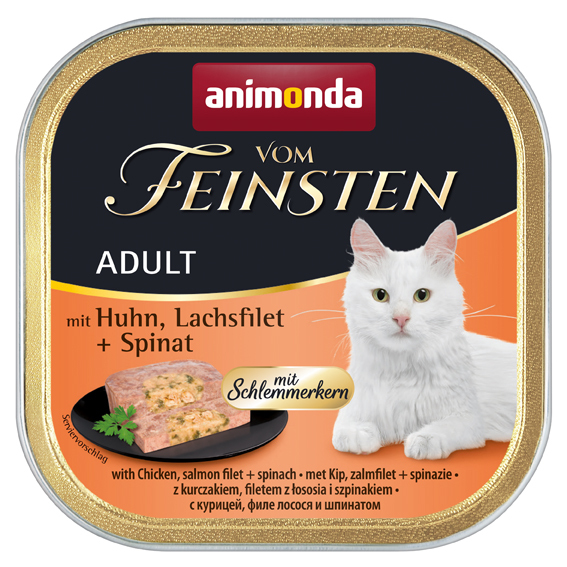 Animonda Nassfutter Animonda Vom Feinsten Adult mit Schlemmerkern 32x100g Huhn, Lachsfilet & Spinat