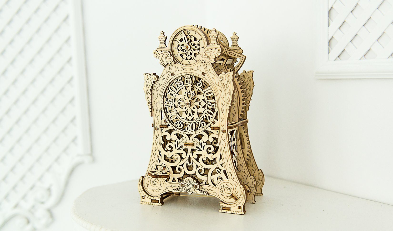 Wooden City 3D-Puzzle Holzfunktionsbausatz Uhr, Puzzleteile