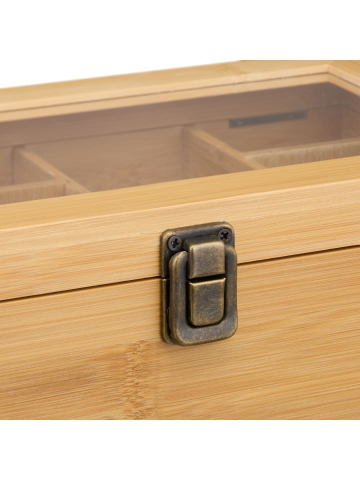 relaxdays Teebox in Natur - (B)29,5 x (H)10 x (T)17 cm günstig kaufen onesize