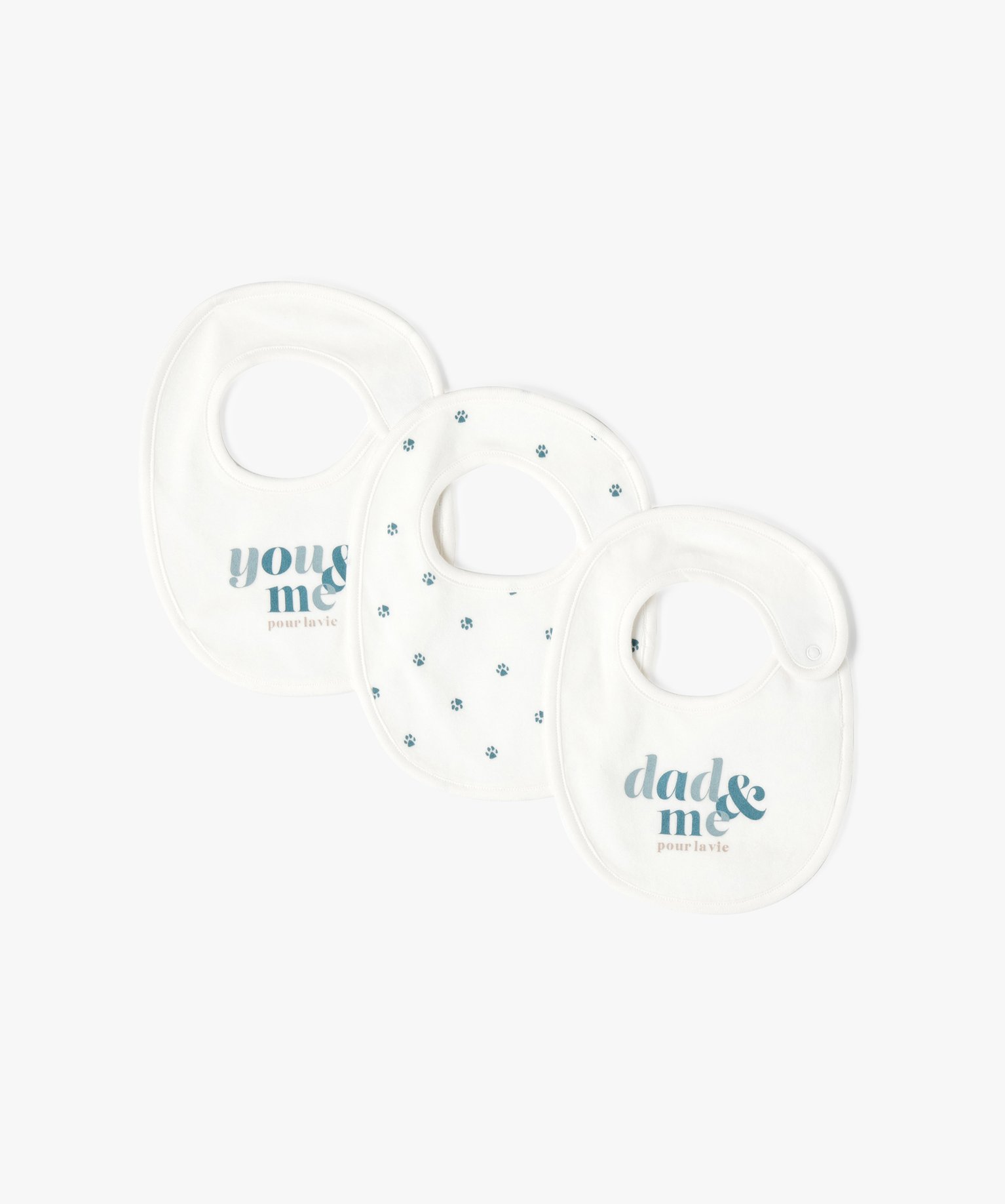 Bavoirs bébé en velours (lot de 3) ecru | GEMO
