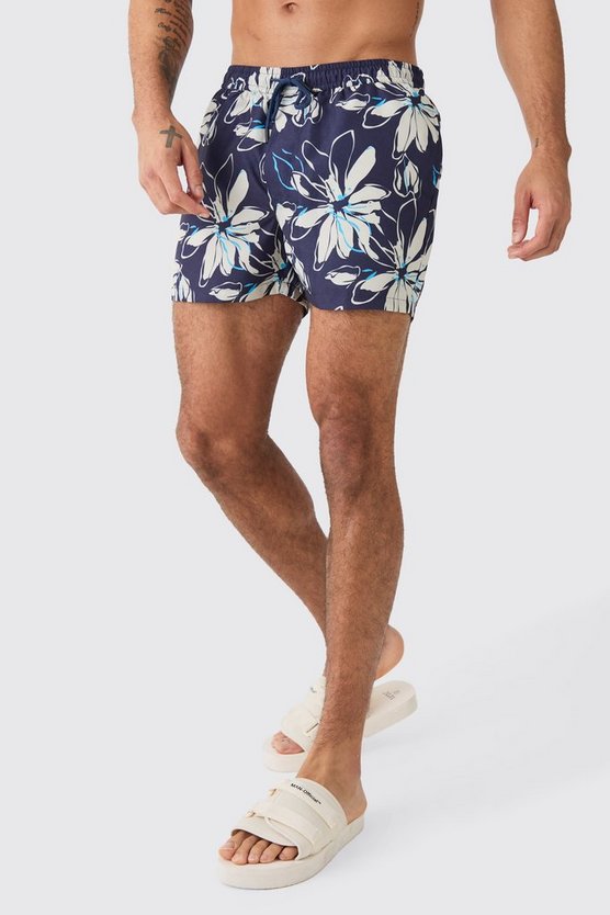 Kurze Badehose mit Blumenprint