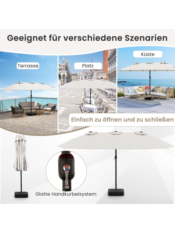 COSTWAY Doppelsonnenschirm mit Ständer 443x265cm in Beige günstig kaufen onesize