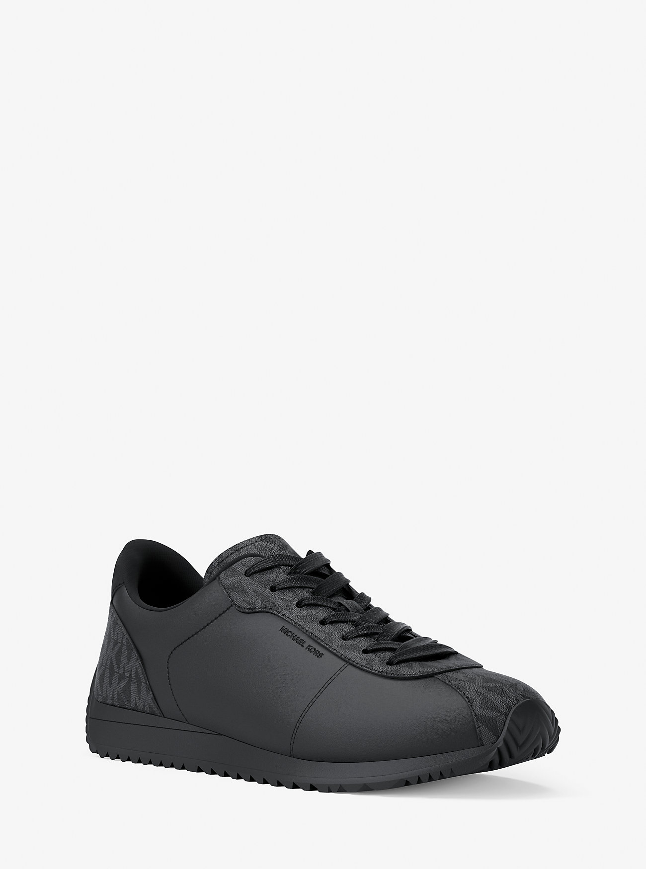Buty sportowe Rhodes Signature z logo i skóry – CZARNE/CZARNE
