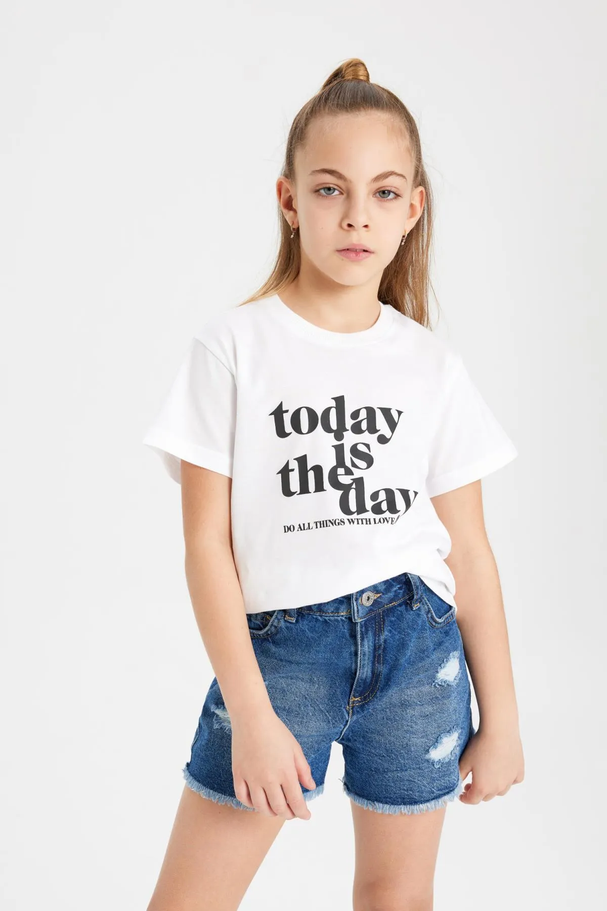DeFacto  Bedrucktes Kurzarm-T-Shirt für Mädchen B5123A824SM