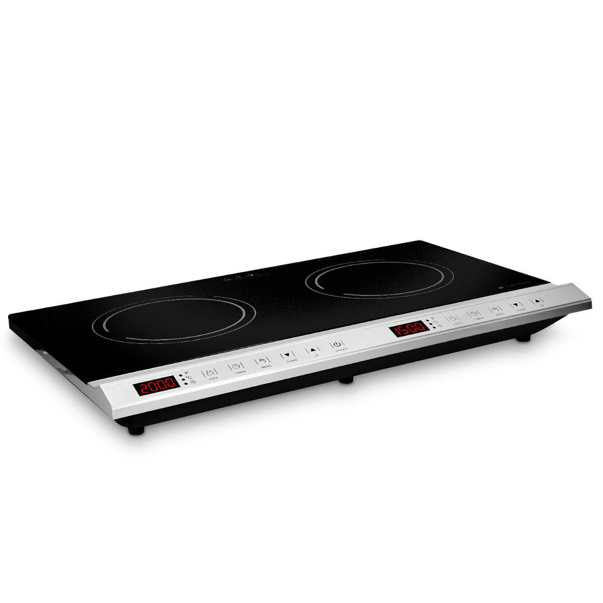 Navaris Doppel-Induktionskochplatte Doppel Induktionskochfeld 3500W - 2 Kochfelder mit Timer