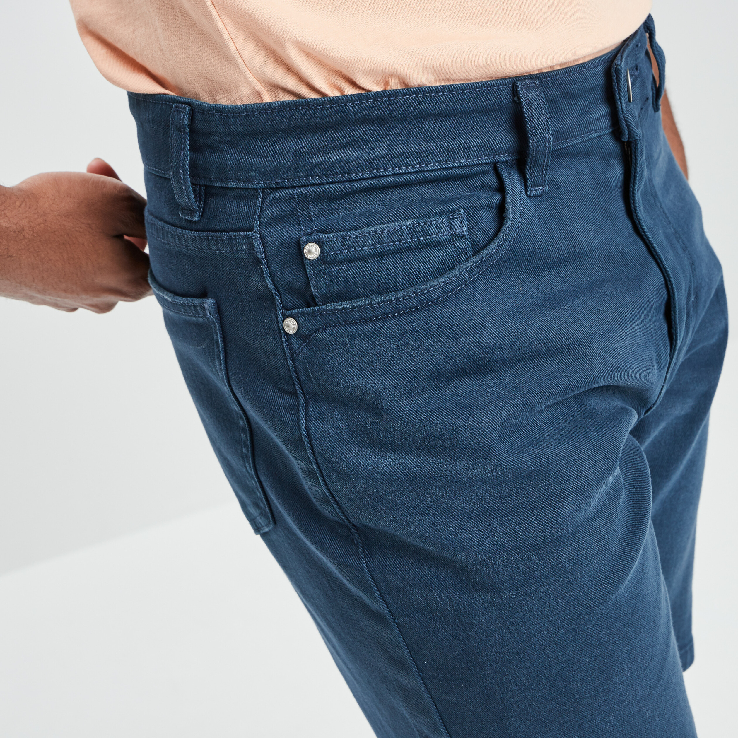 Bermuda coupe droite en coton bleu homme | La Halle