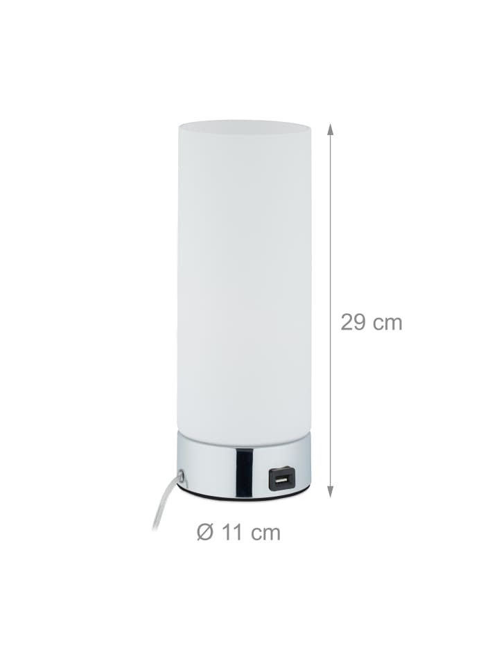 relaxdays Nachttischlampe dimmbar in Weiß - (H)29 x Ø 11 cm günstig kaufen onesize