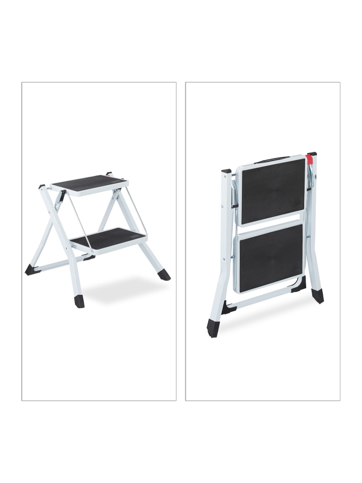 relaxdays Trittleiter in Weiß - (B)50 x (H)45 x (T)50 cm günstig kaufen onesize