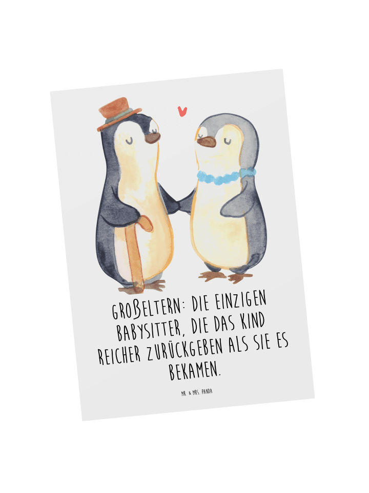 Mr. & Mrs. Panda Postkarte Großeltern Babysitter mit Spruch in Weiß günstig kaufen onesize