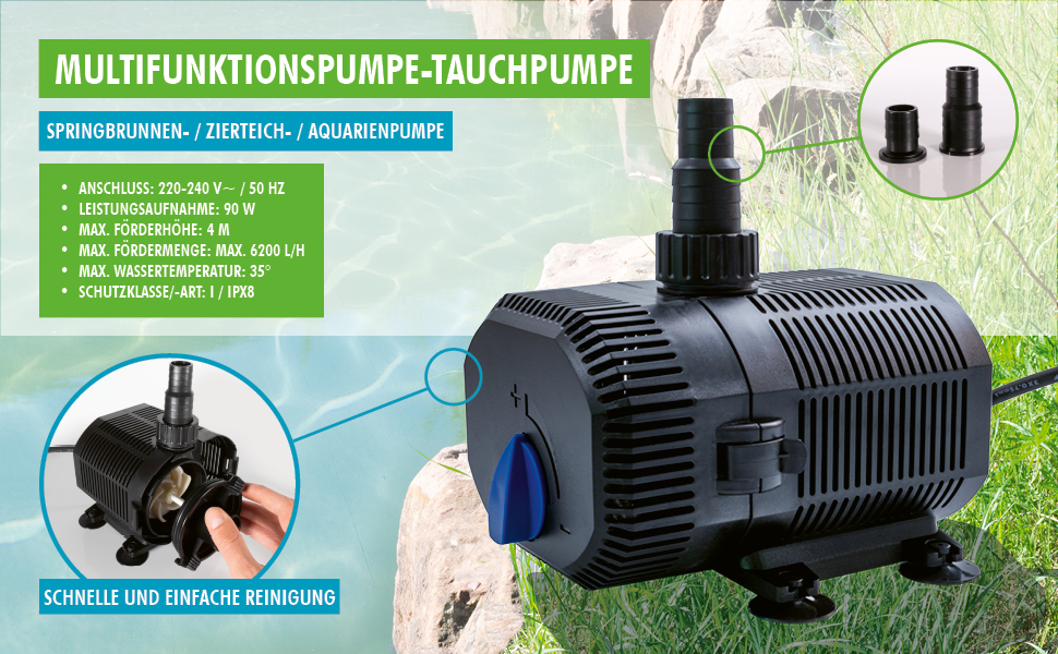 MAUK CQB-6500 Teich Pumpe 5800l/h zu #1905 Teichdruckfilter Set