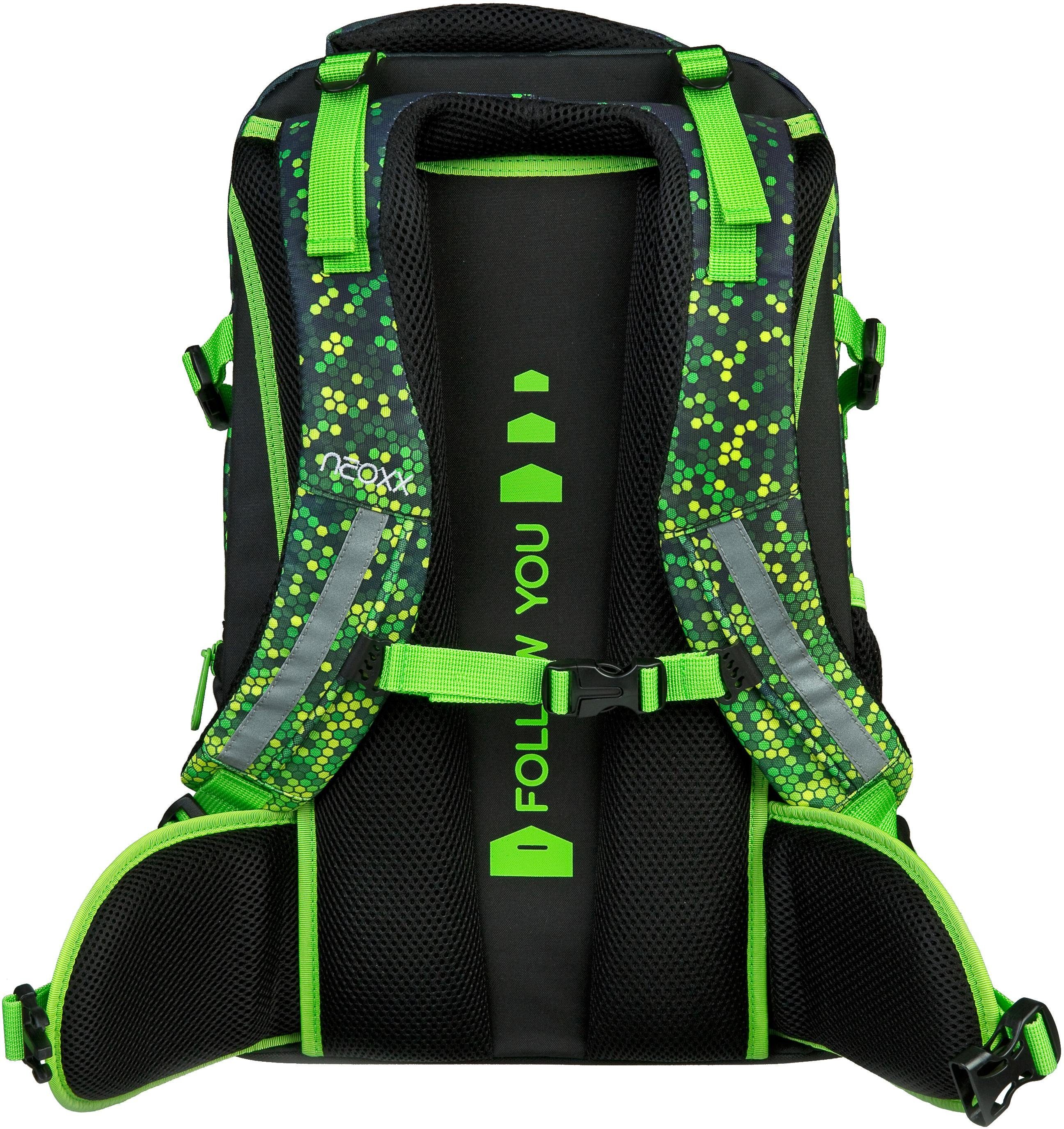 neoxx Schulrucksack Active, Pixel in my mind, aus recycelten PET-Flaschen