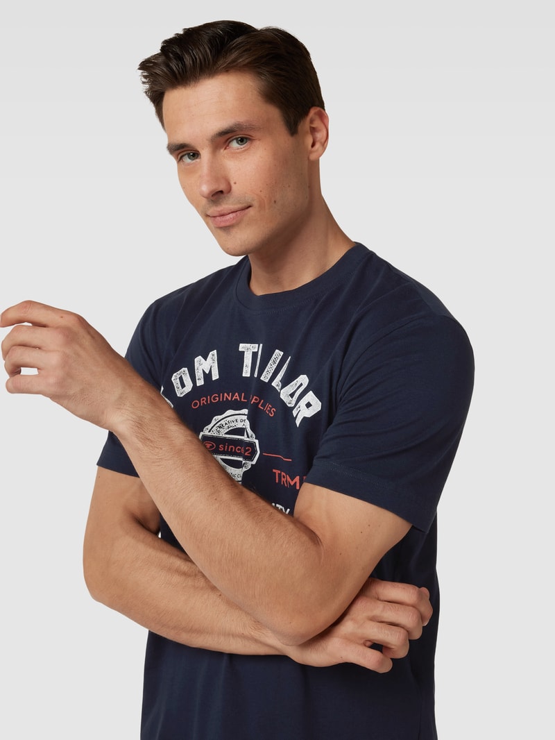 T-Shirt mit Label-Print in marineblau